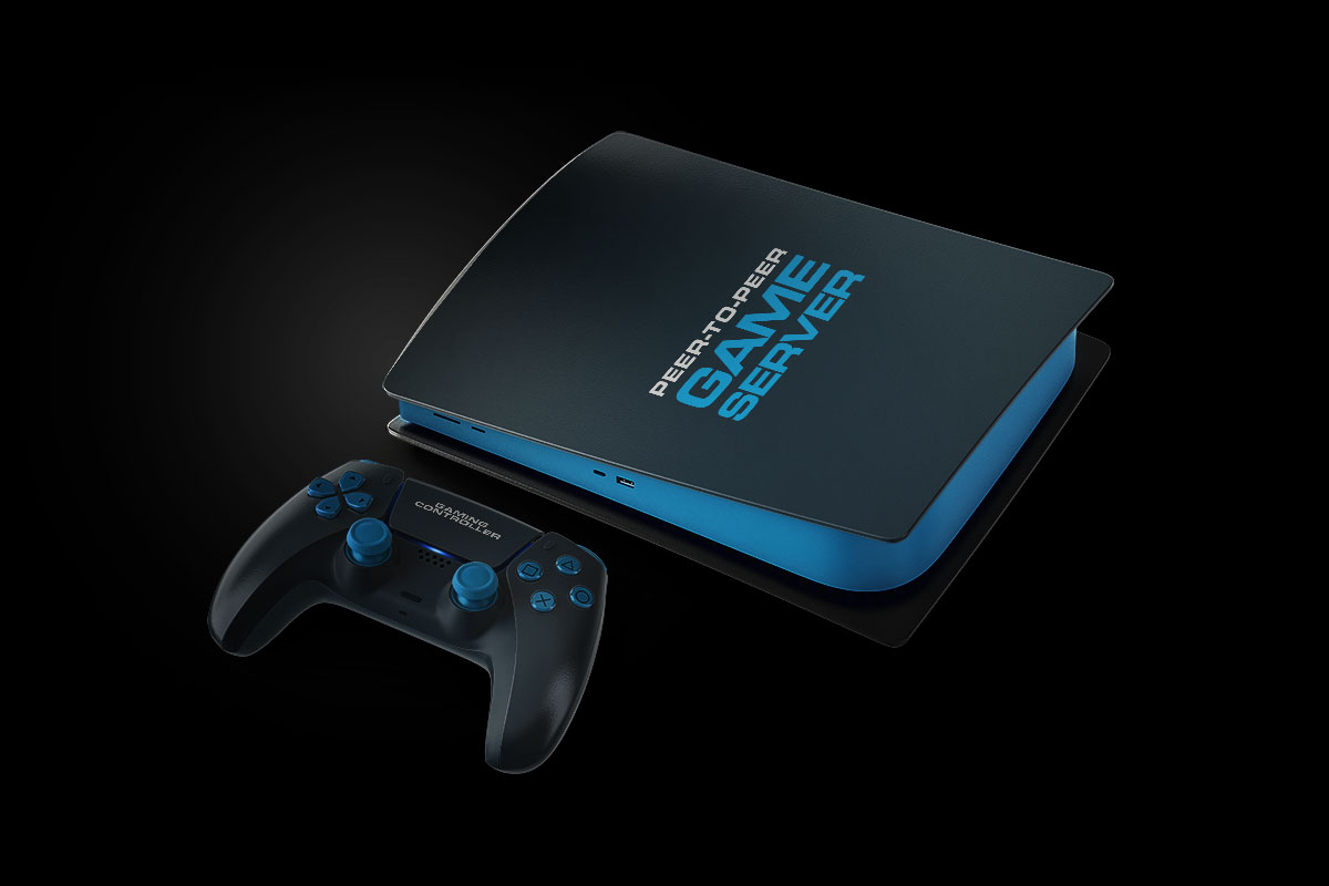 A mockup of a gaming console, the most common hardware for a peer-to-peer game server